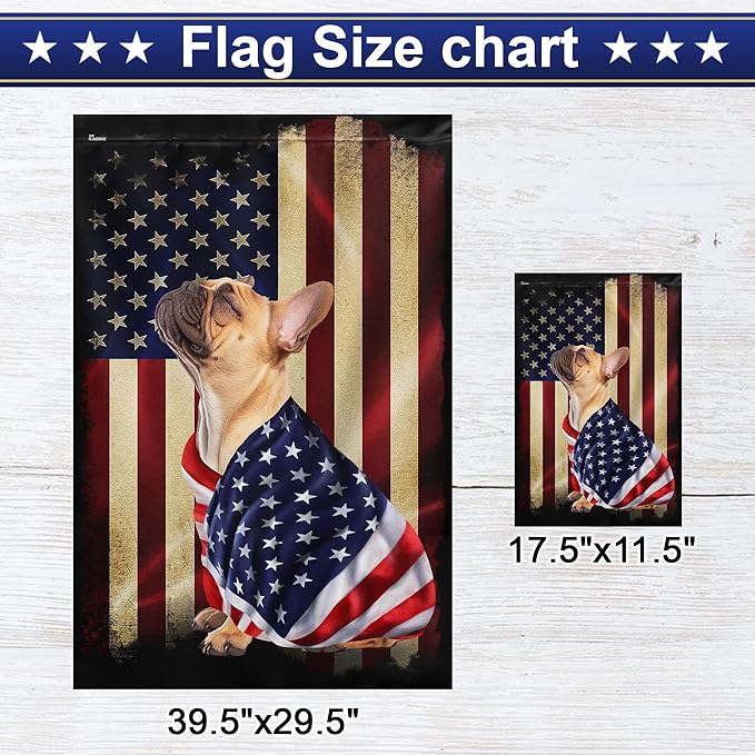 FLAGWIX French Bulldog House Flags, Dog Decor American Flag - 4th of July Decorations for Home, Yard Decor, House Flag 30x40 - Patriotic Dog Decor, Double Sided, Heavy Duty Canvas Flag Indoor Outdoor