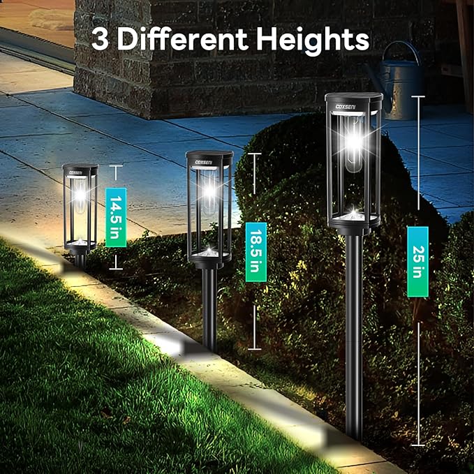 Solar Path Lights Outdoor 8 Pack, Bright Solar Pathway Lights Outside Waterproof, Solar Powered Landscape Lights for Walkway Driveway Lawn Patio Sidewalk Garden Yard, Cool White
