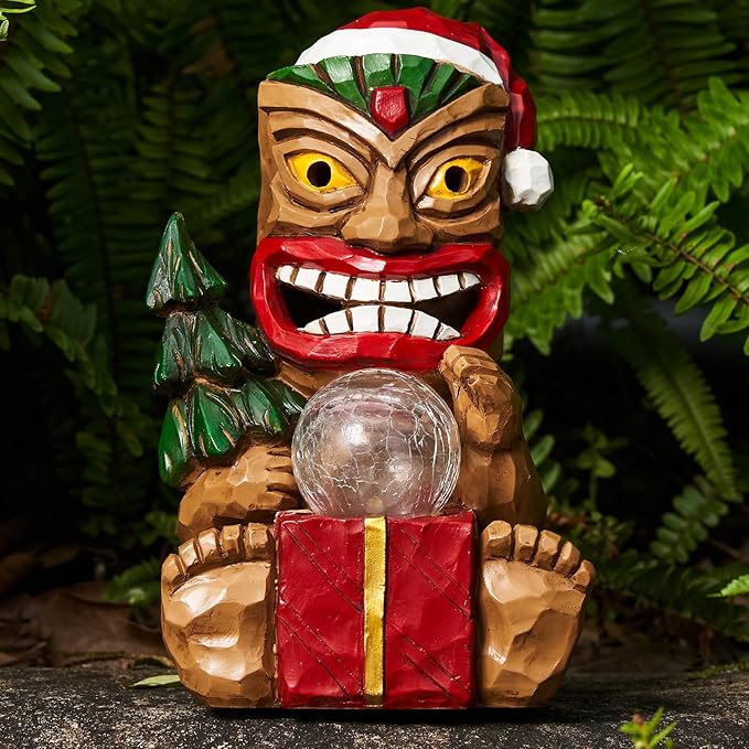Outdoor Garden Decor-Christmas Tiki Totem Statues Light Beautiful Gift-Giving for Your Indoor Christmas & Holiday Decorations（9.65“）
