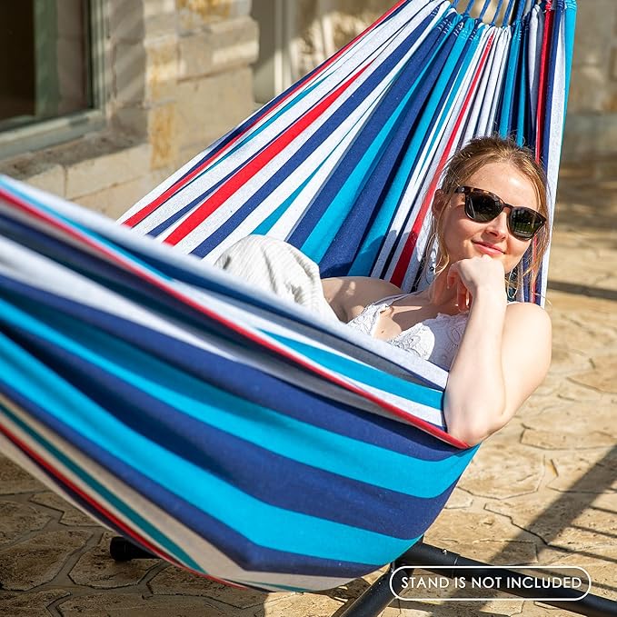 SUNCREAT Hammocks for Outside, Portable Heavy Duty Tree Hammock, Ocean Stripes