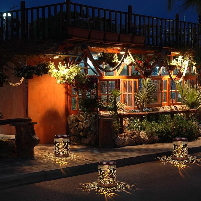 pearlstar Solar Lanterns Outdoor Waterproof Hanging Solar Lights Metal Dragonfly Gifts for Women Mom Grandma Decor for Garden Yard Patio Balcony Path