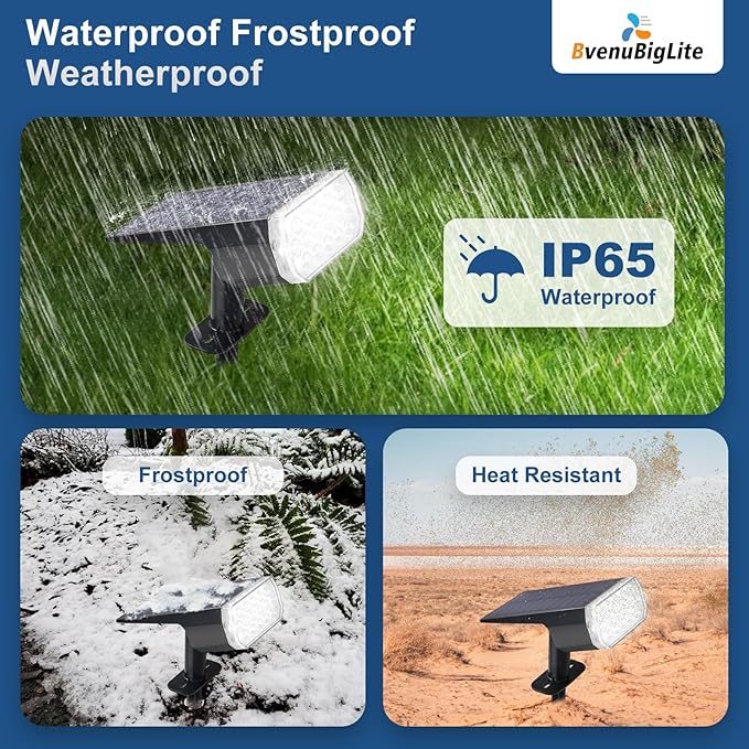 Solar Lights Outdoor Waterproof: IP65 Led Spot Light Decorations for Garden Patios - 3 Lighting Modes Solar Powered for Yard - Dust to Dawn Uplighting Landscape Pathway Drive 2PC White