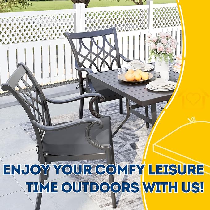 AAAAAcessories Outdoor Seat Cushions for Chairs, Waterproof, Fade-Resistant Patio Furniture Replacement Cushions, 17" x 16" x 2", Set of 2, Dark Gray