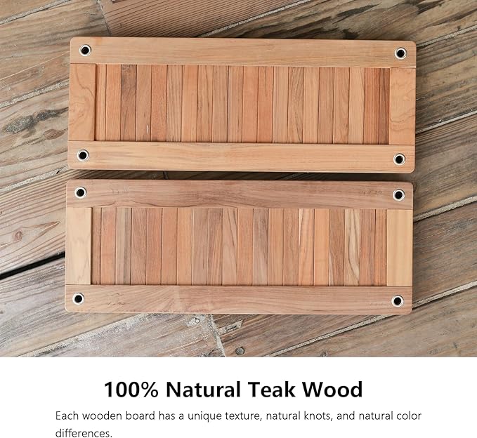 Teak Wooden Swing, Outdoor Wood Tree Swing Seat for Kids or Adults for Backyard Columpio, Height Adjustable (23.8x9inch)