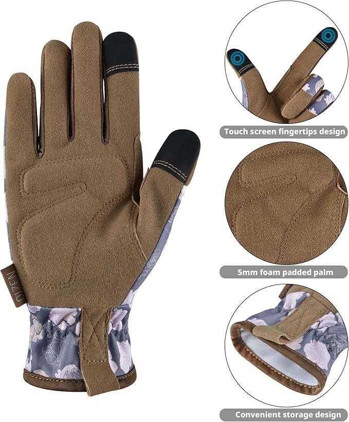 Gardening Gloves for Women and Men, Garden Gloves with Touch Screen, Thorn Proof Puncture Resistant Working Gloves, Gardening Gifts for Women, Size Large