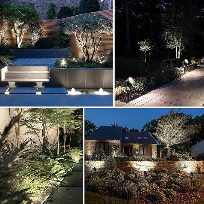T-SUN Solar Spot Lights Outdoor Cold White Spotlights IP65 Waterproof Landscape Light Auto On/Off for Garden Yard Pathway Patio 4Pack