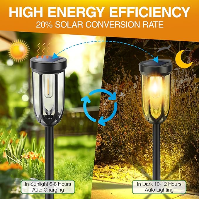 Solar Pathway Lights Outdoor, Bright Solar Lights Outdoor Waterproof IP65, Auto On/Off Driveway Patio Light, LED Solar Garden Lights Landscape Lighting for Walkway Lawn Yard (4 Pack)
