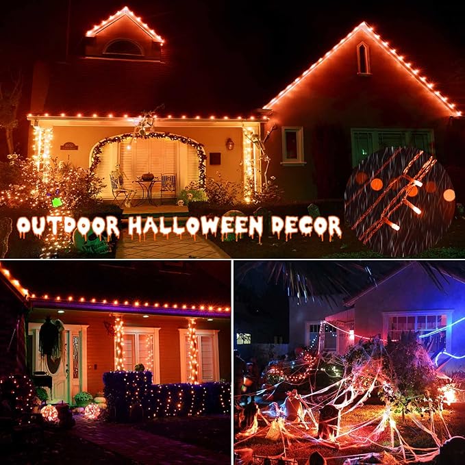 Orange Halloween Lights, 800LED 330FT Orange String Lights 8 Modes Timer Plug in Waterproof Indoor Outdoor Orange Christmas Lights for Halloween Christmas Garden Party Decoration