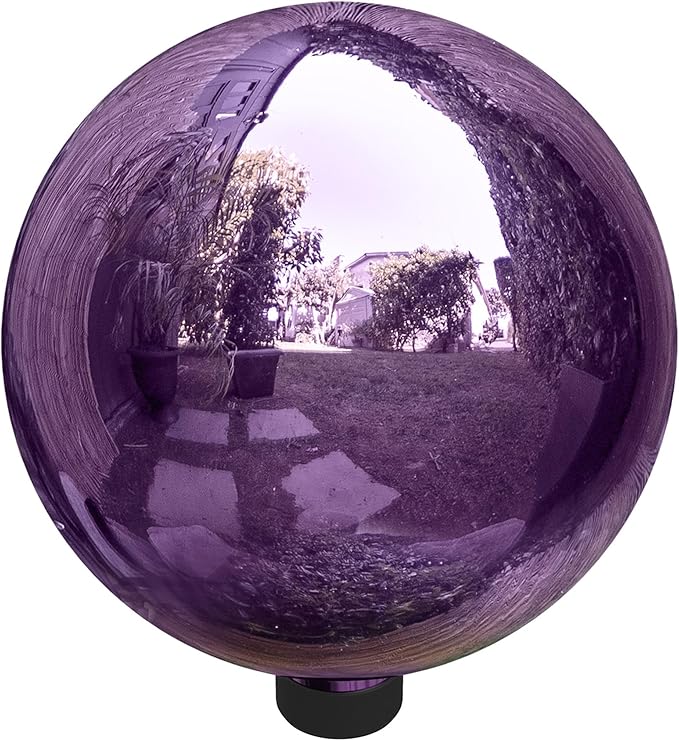 Alpine Corporation 10" Diameter Indoor/Outdoor Glass Gazing Globe Festive Yard Décor, Purple