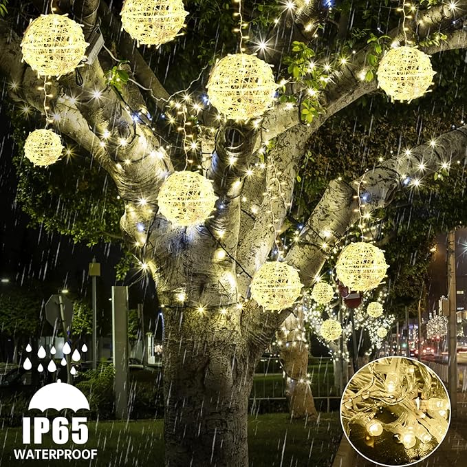 Christmas String Lights Outdoors,4 Pack 7.96" Sphere Lights,Ball Tree Garden Globe Lights for Home, Party, Christmas, Porch Patio,Wedding, Garden,Tree Decoration with Plug
