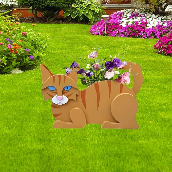 Orange Cat Planter Plant Pots,Cute Garden Cat Flower Planter,Cat Planters Birthday Gifts for Women,Office,Indoor/Outdoor Decor(12.5 * 5.12 * 7.8in)