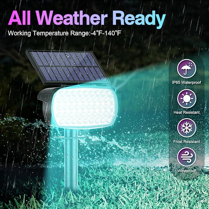 Solar Color Changing Spot Lights Outdoor, IP65 Waterproof Christmas Lights, Multicolor Landscape Spotlights, Large Panel Powered Yard Garden Pathway Light 6 Pack