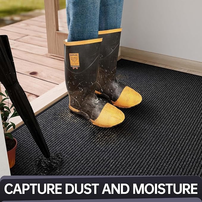 Front Door Mat, 72" x 48" Heavy Duty Indoor Outdoor Entrance Mat for Commercial Entryway, Welcome Durable Non-Slip Rubber Backing, Low-Profile for Entry, Gray