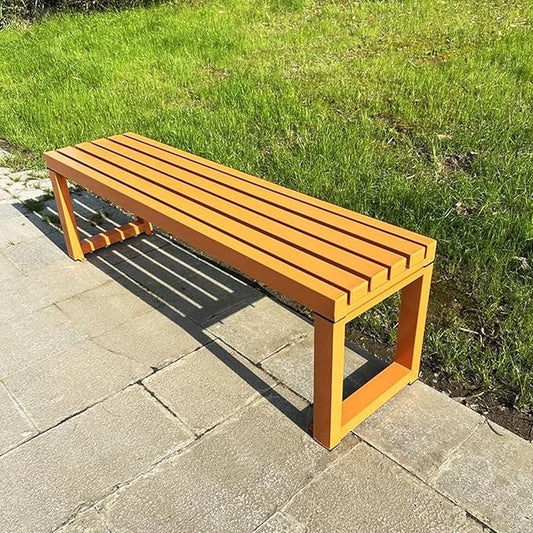 Weatherproof Metal Dining Bench, Outdoor Bench Backless Patio Bench 2-Person Farmhouse Bench Garden Bench for Kitchen, Living Room, Entryway(Orange,5.9ft)