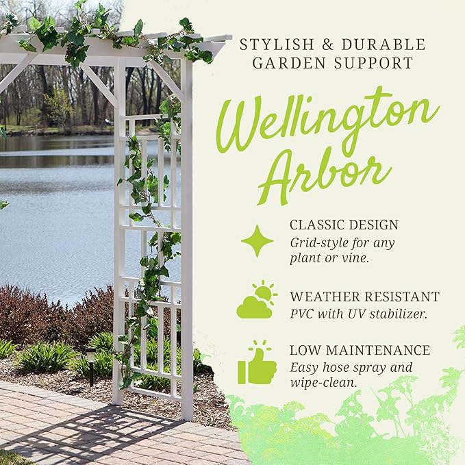 Dura-Trel Outdoor Garden Arch, Wellington Arbor Trellis for Climbing Plants, 72" x 85"