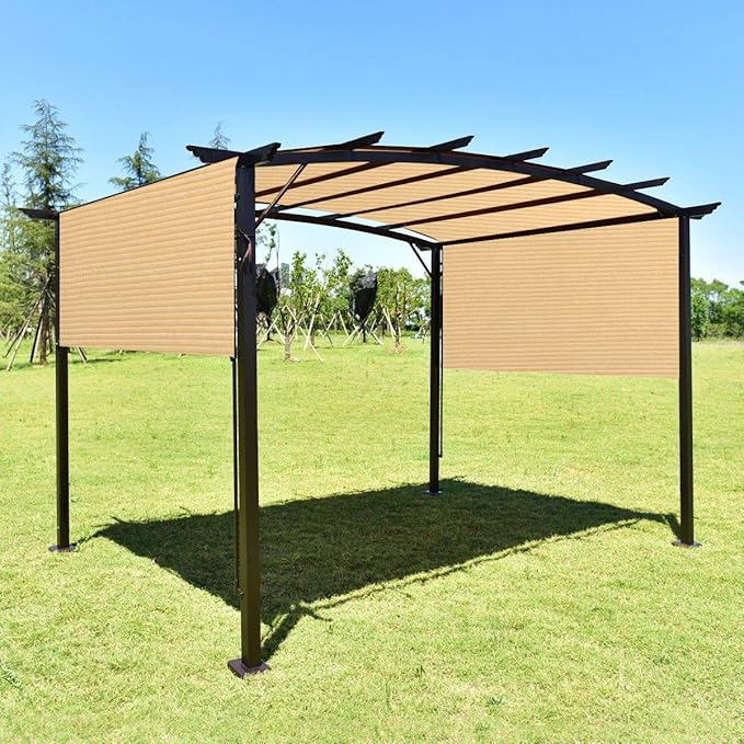 Eden's Decor Straight Flat-Edged Sun Shade Sail Rectangular 5' x 18' Beige UV-Blocking Outdoor Canopy Fabric Cloth Awning for Pergola Patio Garden Backyard Custom Size