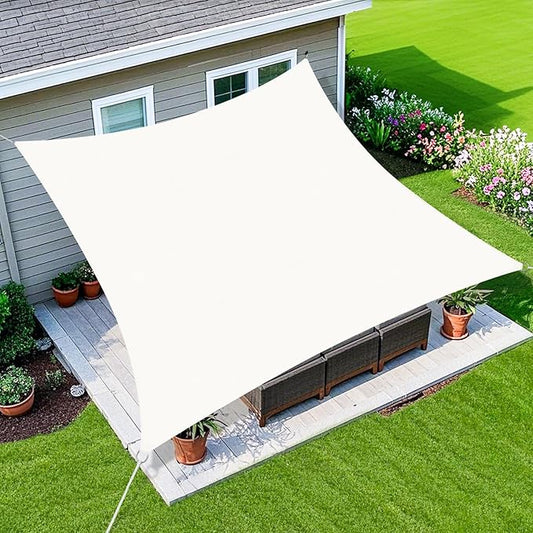 Amagenix Sun Shade Sail 6'X15' Curved Edge Outdoor Shade Canopy White Breathable 95% UV Block Shade Cloth for Patio Garden Backyard (We Make Custom Size)