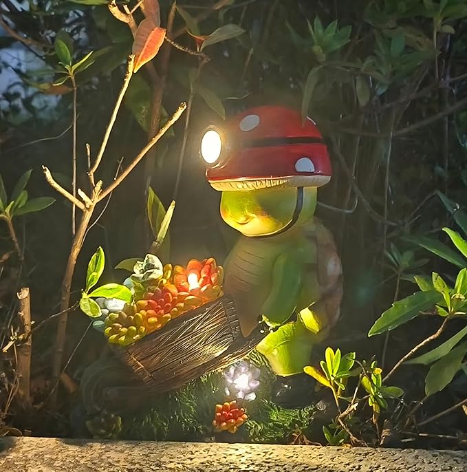 Solar Light Turtle Outdoor Garden, Turtle Solar Light for Yard Patio Decor 4 LED Solar Powered Lighting Outside Light Up Turtle Garden Statue Gardening Gift for Women Cute Decor