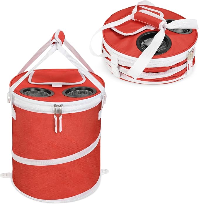 Tirrinia Large Pop-Up Golf Cooler Bag- Insulated Collapsible Cooler with Flat Drink Table for Golf Cart, Lightweight and Portable Ice Beach Cooler for Travel, Fishing, Picnics, Hiking, Camping