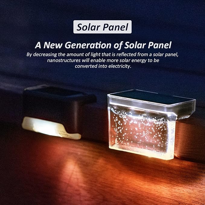 Solar Step Lights Outdoor LED Deck Fence Patio Wall Lights Garden Pathway Decoration Lighting 6 Pack(Warm White)