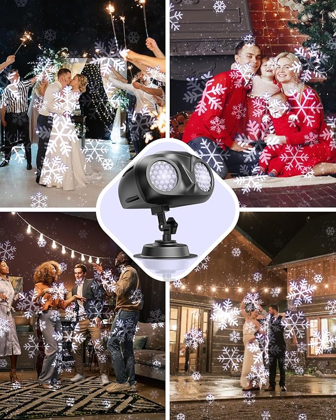 Double Head Christmas Snowflake Outdoor Projection Light,Waterproof Christmas Lights, 180°Rotation Christmas Lights Outdoor, Suitable for Indoor Holiday Christmas Garden Patio Decorations (L)