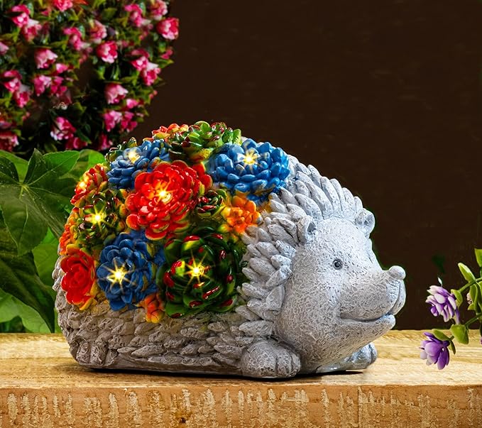 Solar Garden Statue – Cute Hedgehog with 7 Warm LED Lights, Solar-Powered & Weatherproof – Outdoor Lawn, Patio & Yard Décor – Charming Gift for Home & Garden Lovers