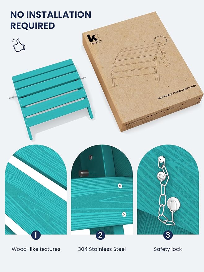 KINGYES Folding Adirondack Ottoman for Adirondack Chair, Aruba