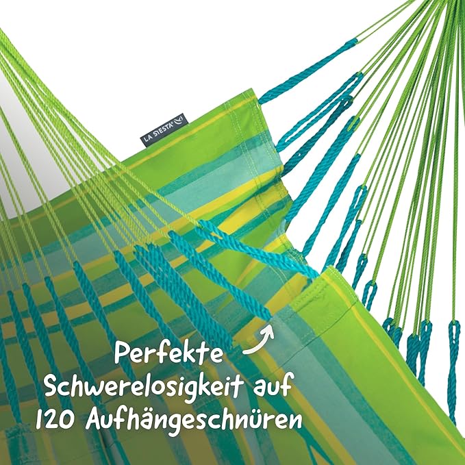 LA SIESTA® - XL King Domingo Hammock Swing Chair - Weather & Tear Resistant Hanging Hammock Chair - Indoor Outdoor Hammock Chair Swing - Hanging Chair for Patio Porch Bedroom - Max 355 Lbs, Lime