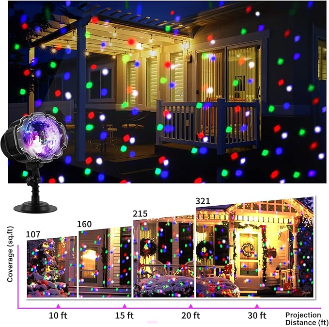 Christmas Snowfall Light Projector, Colored Snow Spots Projector, Holiday Projector with Remote Control, White Snow, for Halloween Xmas Party Wedding Garden Landscape Decoration(Snow Spot)