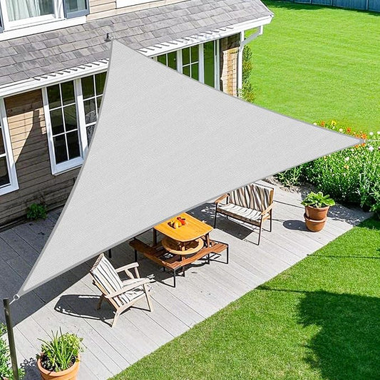 Amagenix Sun Shade Sail 7'X10'X12' Curved Edge Outdoor Shade Canopy Light Grey Breathable 95% UV Block Shade Cloth for Patio Garden Backyard (We Make Custom Size)