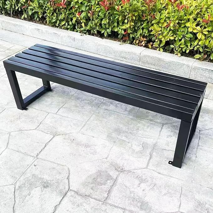 Weatherproof Metal Dining Bench, Outdoor Bench Backless Patio Bench 2-Person Farmhouse Bench Garden Bench for Kitchen, Living Room, Entryway(Black,40in)