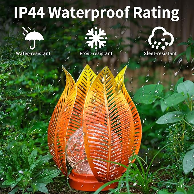 Solar Garden Lights Outdoor Decorations Garden Decor,Cracked Globe Glass,Gardening Gifts Waterproof Solar Lights for Outdoor Decor Patio,Lawn,Balcony,Porch,Yard Art