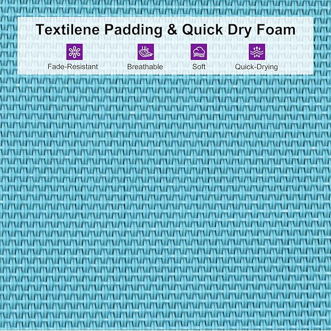 PURPLE LEAF Outdoor Chaise Lounge Set Adjustable Sunbathing Recliner with Armrest and Side Table for Poolside Beach Outside Patio Aluminum Chaise Lounger Blue