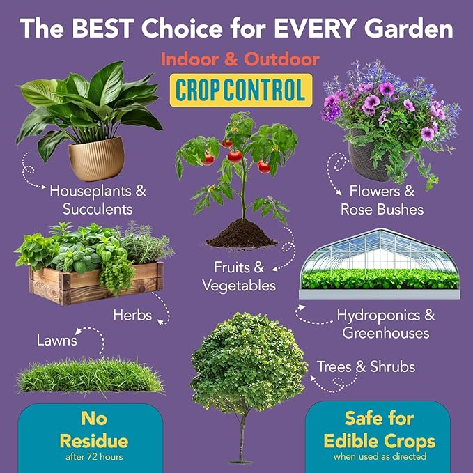 Trifecta Crop Control Ready to Use Maximum Strength Natural Pesticide, Fungicide, Miticide, Insecticide, Help Defeat Spider Mites, Powdery Mildew, Botrytis and Mold on Plants 32 OZ Size