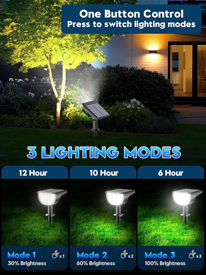 Solar Spot Lights Outdoor Solar Lights Outdoor Waterproof IP65 Solar Powered Outdoor Lights, Solar Landscape Spotlights Outdoor Solar Lights (White, 6 Packs)