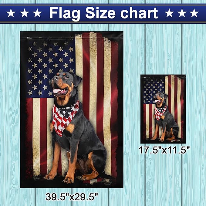 Flags-Rottweiler American Flag, House Flag (29.5" x 39.5")-USA House Garden Flags Premium Polyester-Decorative Outdoor Flags