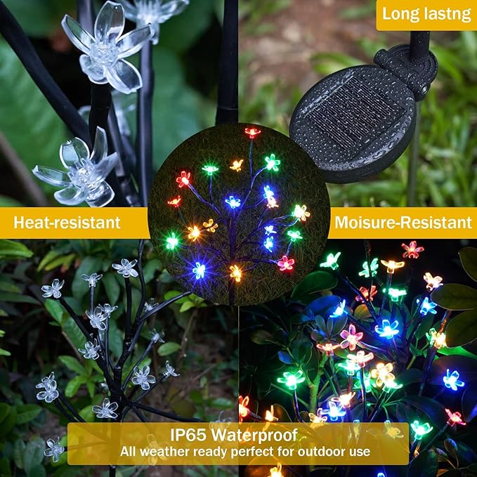 Solar Garden Lights Outdoor,Waterproof Outdoor Solar Lights for Outside Decorative 6Pack, 120Led Solar Flowers Garden Decor, for Yard Pathway,Lawn,Patio Fairy Decorations Gardening Gifts
