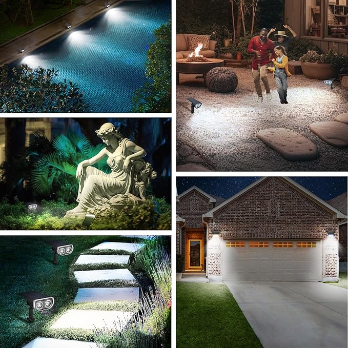 Linkind StarRayS Solar Lights Outdoor, Bright Solar Spot Lights Outdoor, IP67 Waterproof Spotlights for Garden, Yard, Landscape, Walkway, Daylight, 6 Pack