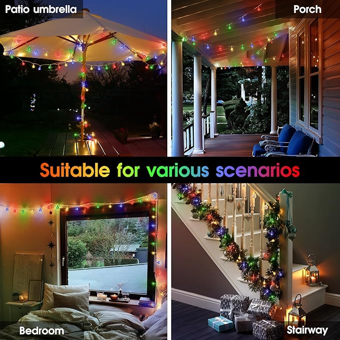 22.9ft 70LED Globe String Lights Outdoor,Crystal Fairy Light IP44 Waterproof Outdoor Hanging Decorative Lights for Home Tent Patio Garden Party Wedding Decor