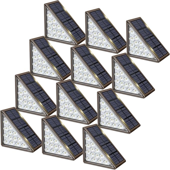 Solar Step Lights - 12 Pack, Waterproof IP67, Deck & Staircase Lights, Patio & Front Step (Cool Brown)