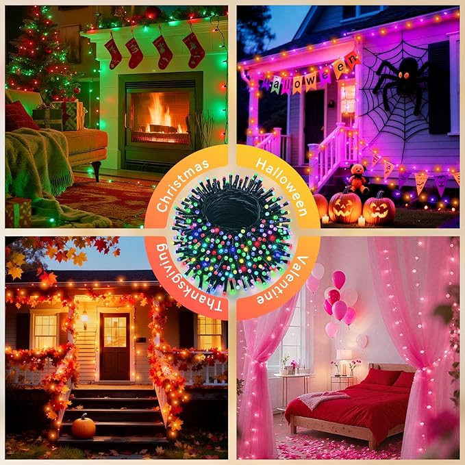 LitHome 99ft 300Led Color Changing String Lights with Remote,35 Colors RGB Christmas Lights with Timer,Dimmable Led String Light Outdoor,Xmas Tree Light Indoor Plug in for Halloween Fall Party Decor