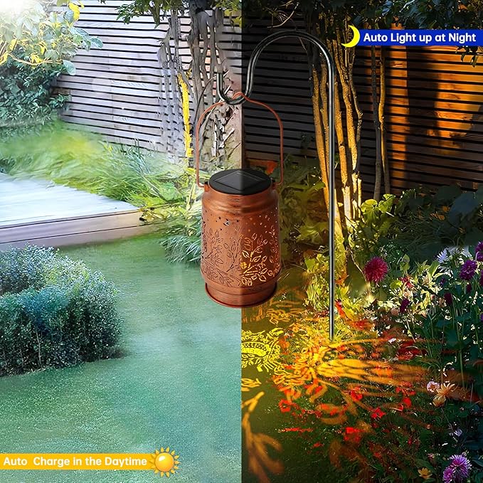 Outdoor Solar Lanterns Waterproof - Metal Hanging Lights Outdoor Decorative, Solar Powered Lamp for Patio Yard Garden Decor, Birthday Gifts for Women (1 Pack, Owl Shape)