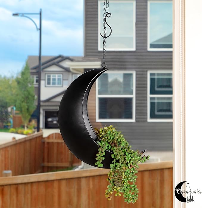 Hanging Moon Planter for Moon Room Decor - Great for Succulents, Air Plant, Mini Cactus, Faux, Artificial Plants-Boho Hanging Planters for Indoor Plants, Witchy Gifts for Women, Birthdays,Plant Lovers