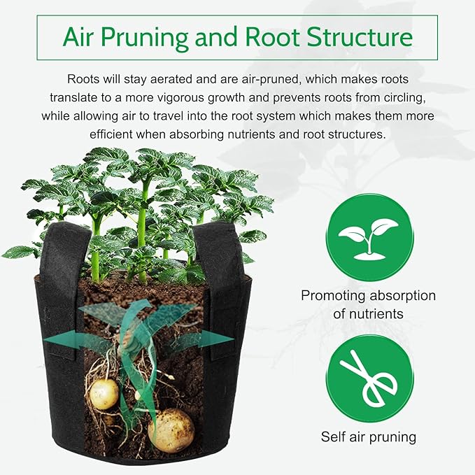JERIA 12-Pack 3 Gallon, Vegetable/Flower/Plant Grow Bags, Aeration Fabric Pots with Handles (Black), Come with 12 Pcs Plant Labels