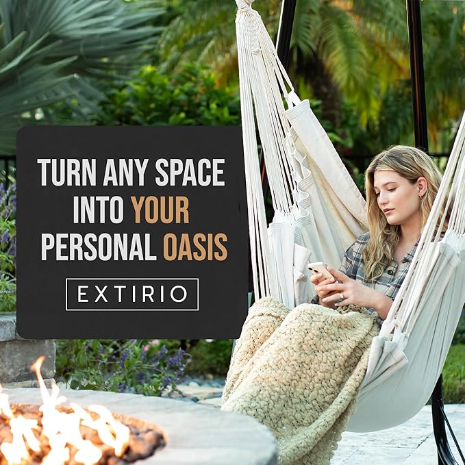 Hanging Hammock Chair Swing – Hanging Chair Outdoor & Indoor - Hammock Swing Chair – Quick & Easy Setup with Hardware Kit – Durable & Spacious Full Body Support – Holds 440 Lbs