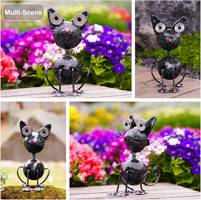 Black Cat Metal Yard Art Statue Light,Garden Outdoor Black Cat Statue Light Decoration,The for cat Lovers.(Black Cat)