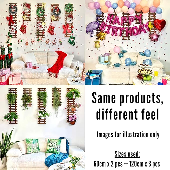 ShopLaLa Wall Planter – 3 Pack Wooden Hanging Planter for Indoor Plants, Air Plant Succulent Holder, Live Vertical Garden Large Wall Mounted Plant Stand Decor for Christma 15.7 + 23.6 + 35.4 Inch