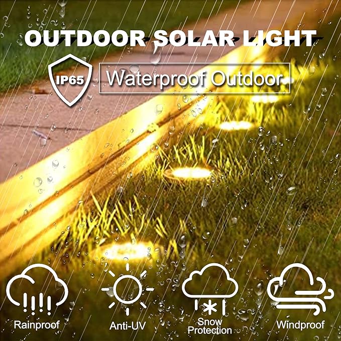 Solar Ground Lights-Waterproof Solar Lights Outdoor Garden- Solar Disk Lights-Upgraded 16LED Bright in-Ground Lights-Landscape Lights for Pathway, Yard, Lawn, Patio, Walkway (12 Pack Warm Light)