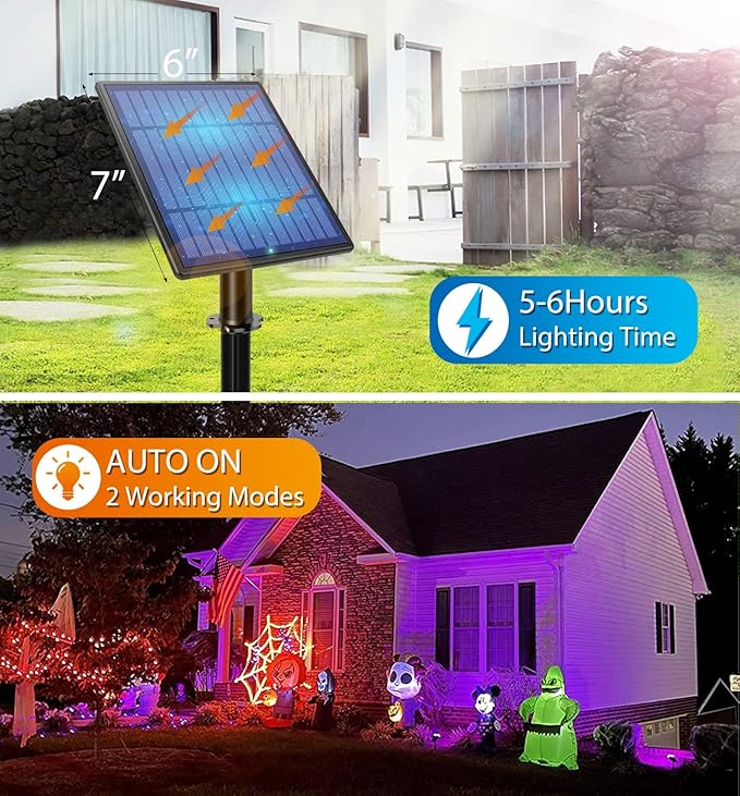 APONUO Christmas Solar Spot Lights Outdoor Color Changing,2 Colors Modes Metal Solar Landscape Lighting RGB Spotlights Waterproof 6-in-1 Wall Lamp for Patio, Pathway, Yard, Garden, Holiday Decoration