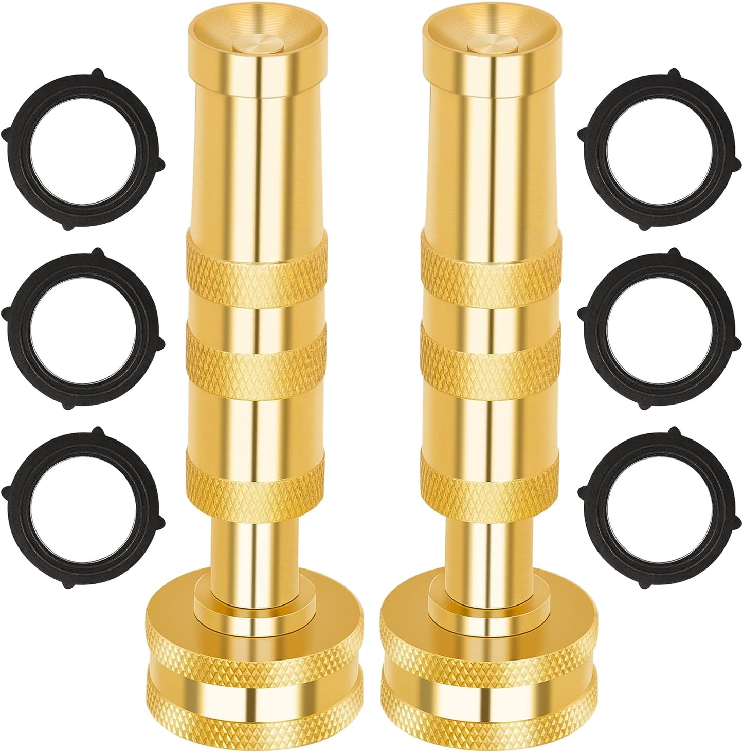 AUTOMAN Brass Hose Nozzle – High Pressure Jet Nozzles 2 Pack, Heavy Duty Sprayer for Garden Hoses, Adjustable Spray Gun, Solid Twist Water Hose Nozzle for Patio, Lawn, Car Wash, Extra 6 Rubber Washers